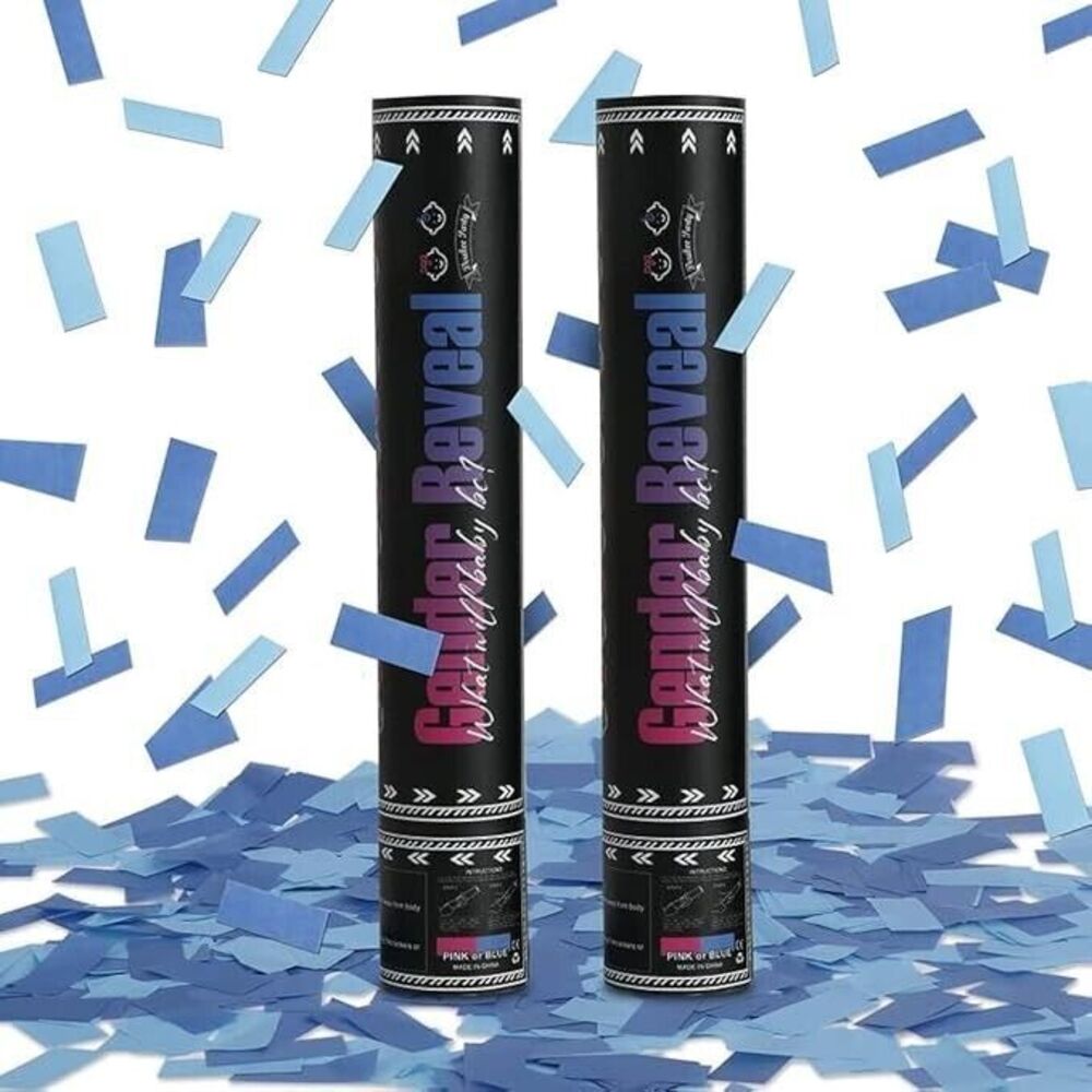 Gender Reveal Blue Confetti Cannon, Navy and Blue Tissue Confetti Poppers - BOY